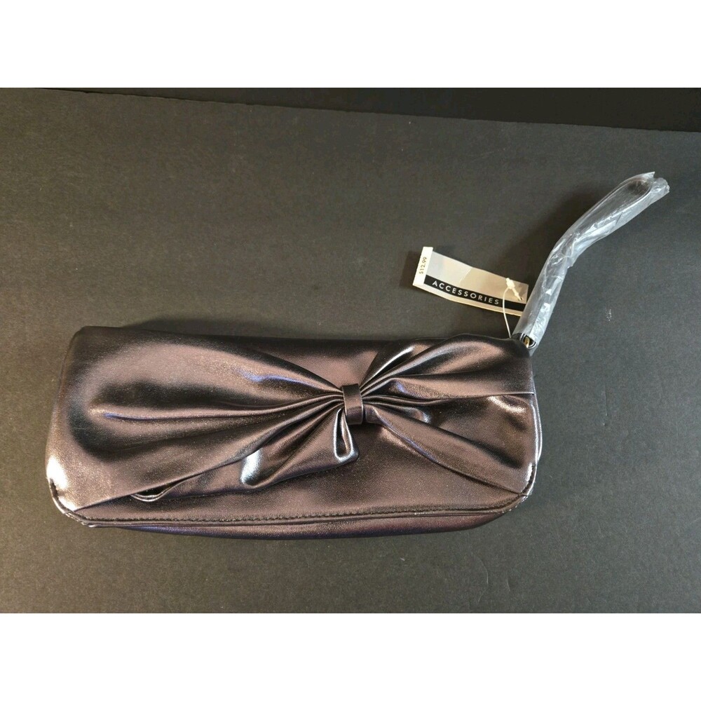 Vintage Metallic Clutch Purse Bow Front  Fold Over NOS NWT Magnetic Clasp Kmart